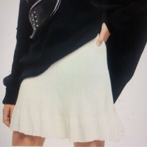 FREE PEOPLE Ribbed Knit Sweater Skirt Ivory Creamy White NWT Solid Gold Flutter